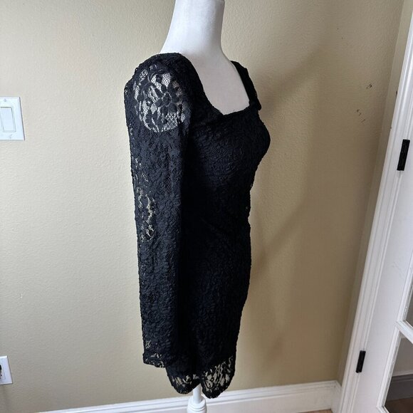 URBAN OUTFITTERS Black Stretch Lace Long Sleeve Body Con - XS - Picture 6 of 7